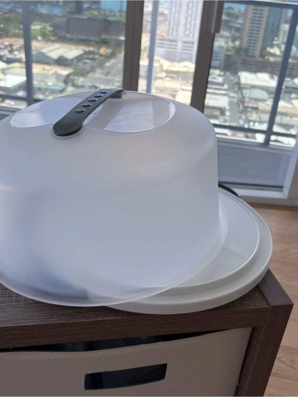 Sterilite Semi Transparent Cake Carrier with Gray Handle